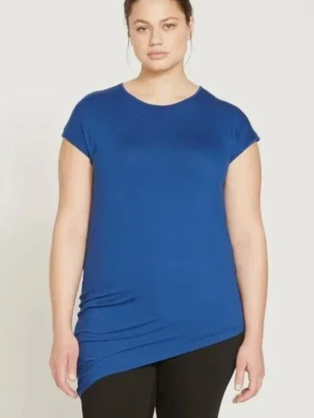 NEW Universal Standard Cap Sleeve Crew Neck‎ Genevette Blue Liquid Jersey XS